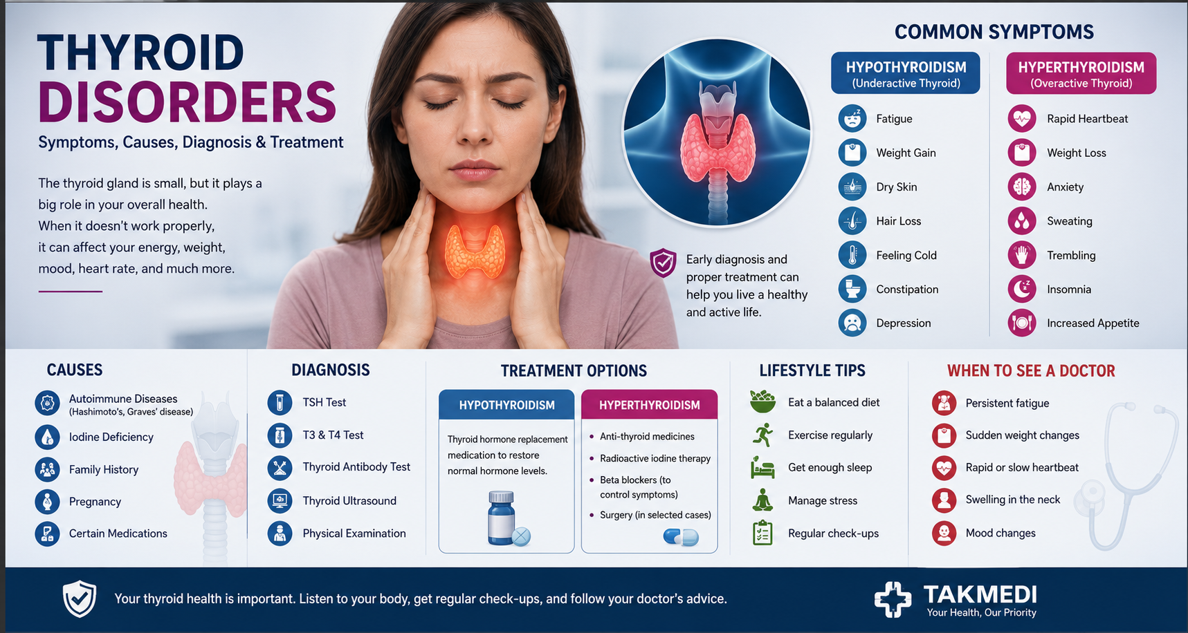 Thyroid Disorders: Symptoms, Causes, Diagnosis & Treatment